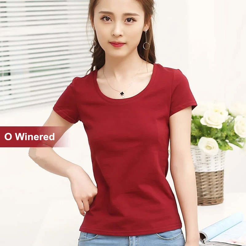 Basic Pure Cotton Women's T-Shirt with Short Sleeves