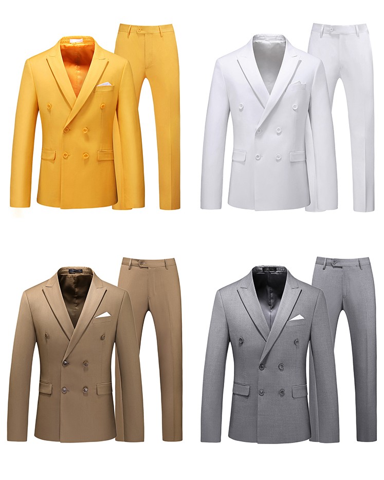 Men's Solid Color Double Breasted Tuxedo Suit
