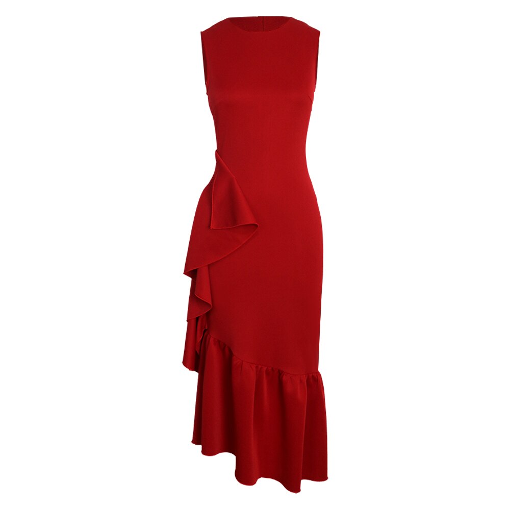 Women's Red Sleeveless Bodycon Dress