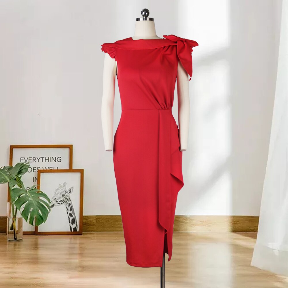 Women's Red Sleeveless Bodycon Dress