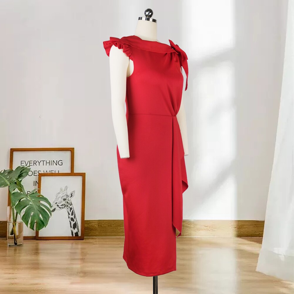 Women's Red Sleeveless Bodycon Dress