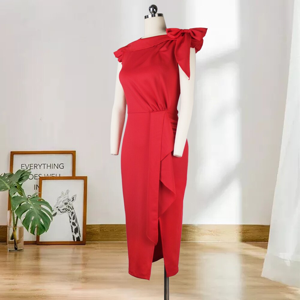 Women's Red Sleeveless Bodycon Dress