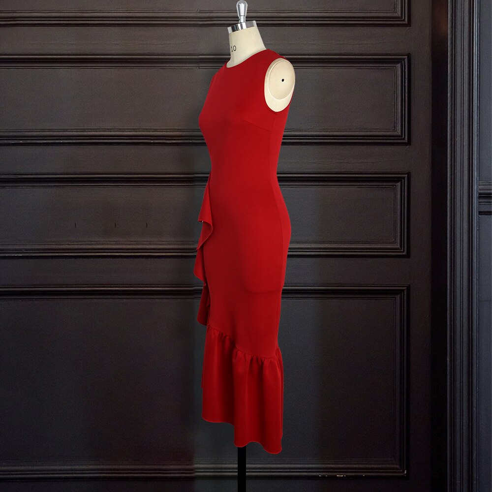 Women's Red Sleeveless Bodycon Dress