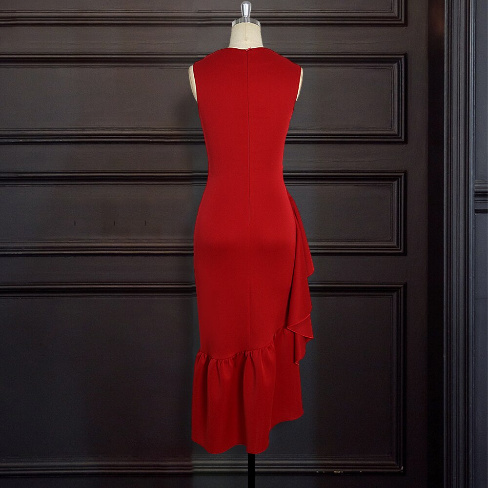 Women's Red Sleeveless Bodycon Dress