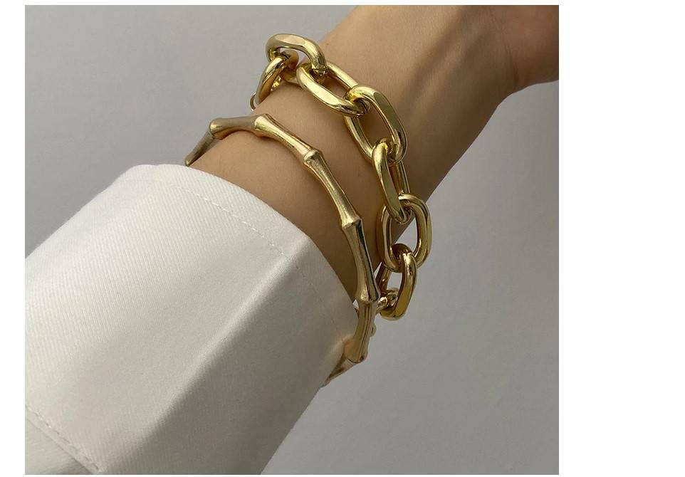 Women's Oversized Chain Bracelet 2 Pcs Set