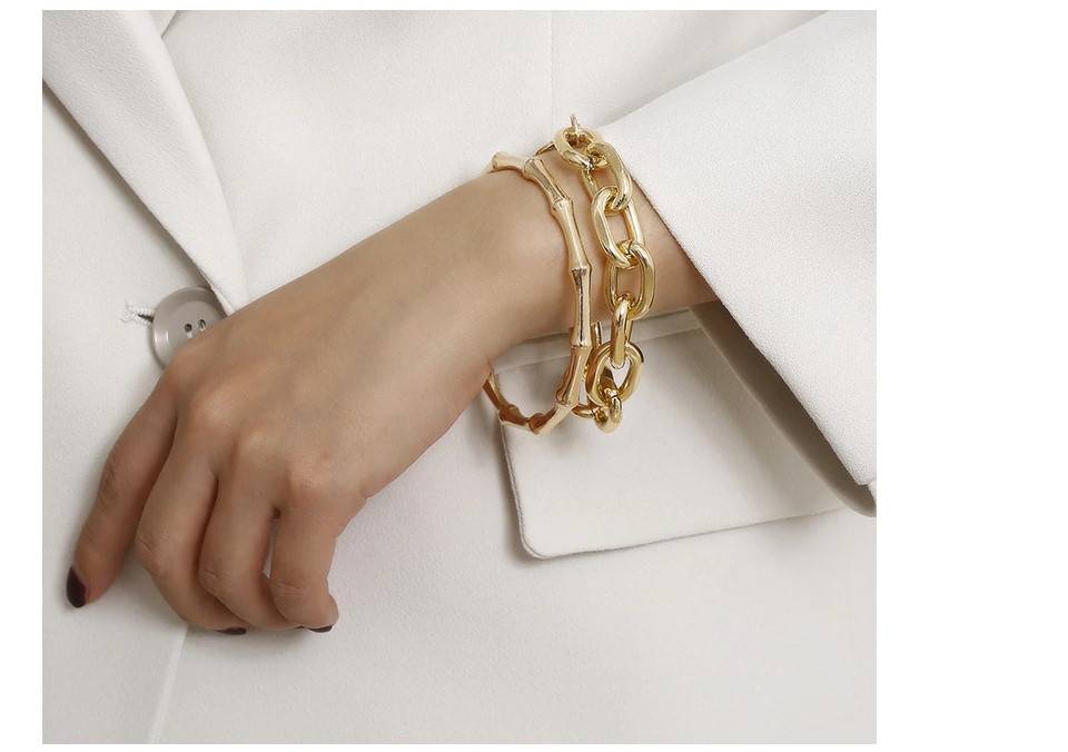 Women's Oversized Chain Bracelet 2 Pcs Set